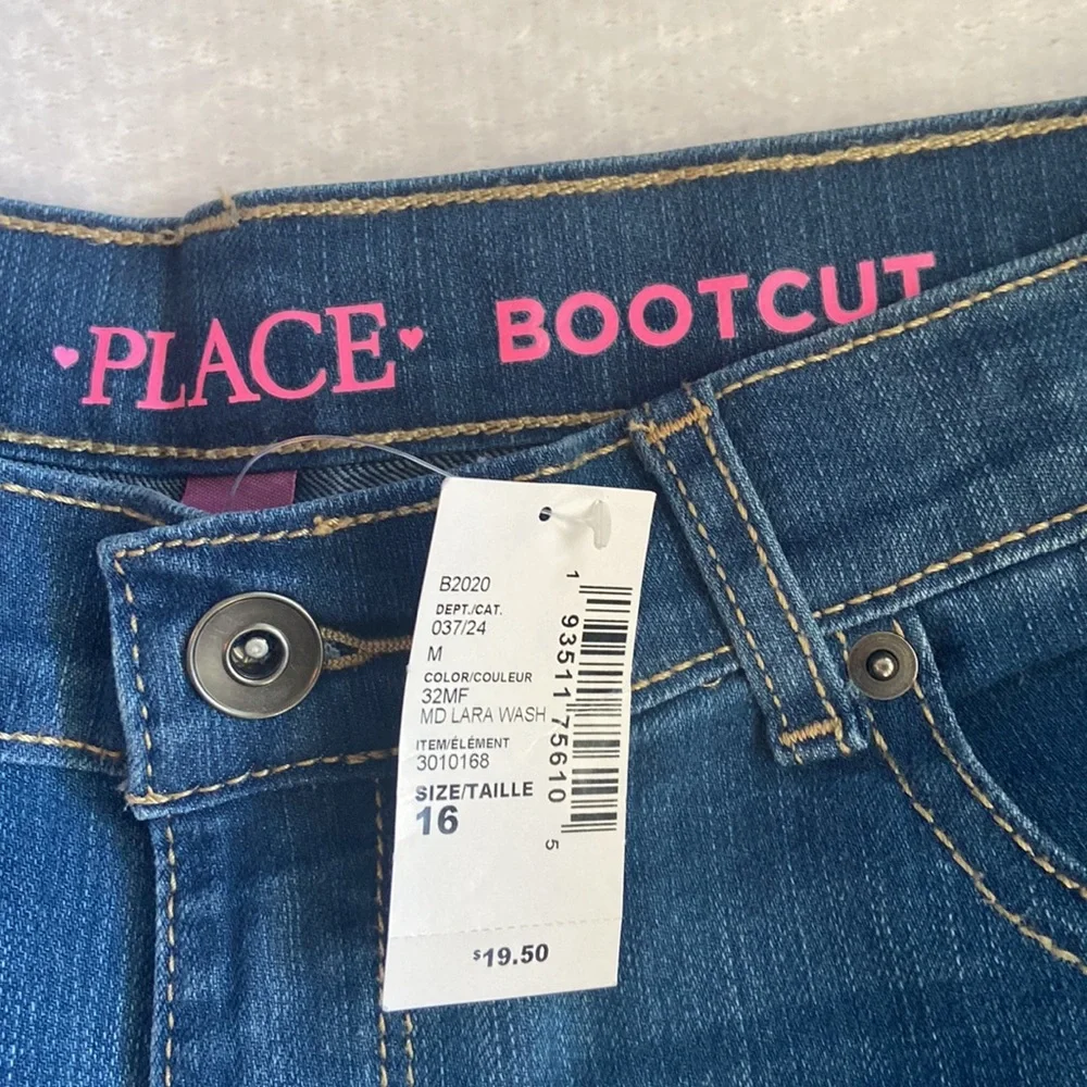 NWT The Children’s Place Size 16 Boot Cut Blue Jeans Med Lara Wash